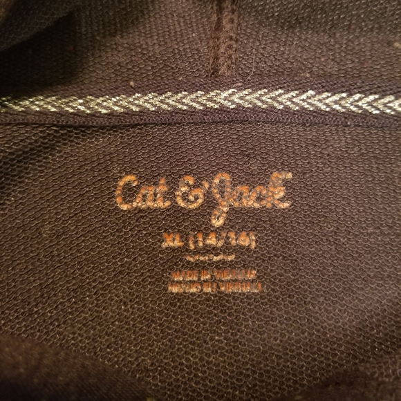 Cat & Jack Dark Gray Girls Hooded Long Sleeve Top Front Pocket Metallic Dots XL - Picture 6 of 6